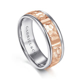 14K White Gold, 14K Rose Gold Wedding Band MBM0116-70T4JJJ