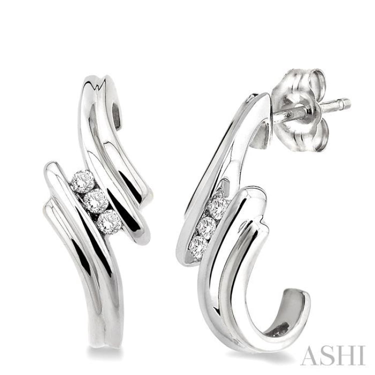 アクセサリー SOPHISTICATED VINTAGE / Solid hoop /45mm Silver 3 Stone Diamond Fashion Half Hoop Earrings