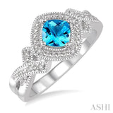 Silver Gemstone & Diamond Ring