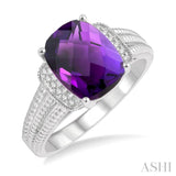Silver Gemstone & Diamond Ring