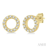 1/10 Ctw Circular Round Cut Diamond Petite Fashion Earrings in 10K Yellow Gold