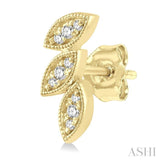 1/10 Ctw Tri Leaf Round Cut Diamond Petite Earrings in 10K Yellow Gold