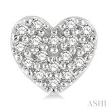 1/10 Ctw Heart Charm Round Cut Diamond Petite Fashion Earrings in 10K White Gold