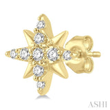 1/10 Ctw Star Round Cut Diamond Petite Earrings in 10K Yellow Gold