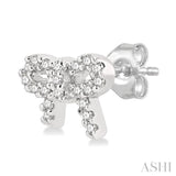 1/8 Ctw Bow Tie Round Cut Diamond Petite Fashion Earrings in 10K White Gold