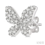 1/5 Ctw Butterfly Motif Round Cut Diamond Petite Fashion Earrings in 14K White Gold