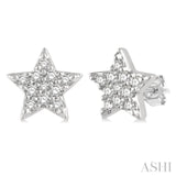 1/10 Ctw Star Round Cut Diamond Petite Fashion Earrings in 14K White Gold