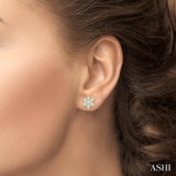 1/6 Ctw Floral Round Cut Diamond Petite Fashion Earrings in 14K Yellow Gold