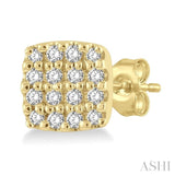 1/8 Ctw Cushion Shape Round Cut Diamond Petite Fashion Earrings in 14K Yellow Gold