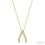 1/8 Ctw Petite Wishbone Diamond Pendant in 10K Yellow Gold with Chain