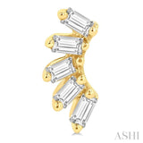 1/6 Ctw Curved Petite Baguette Cut Diamond Fashion Stud Earrings in 10K Yellow Gold