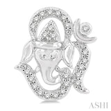1/6 Ctw Petite Ganesha in 'OM' Symbol Round Cut Diamond Fashion Stud Earrings in 10K White Gold