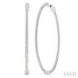 1 3/4-Inch Round Inside-Out Diamond Hoop Earrings