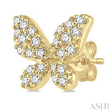 1/5 Ctw Butterfly Motif Round Cut Diamond Petite Fashion Earrings in 10K Yellow Gold