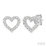 1/10 Ctw Heart Cutout Round Cut Diamond Petite Fashion Earrings in 10K White Gold