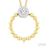 1/6 Ctw Round Cut Diamond Bead Shank Round Shape Lovebright Pendant With Chain in 10K Yellow and White Gold