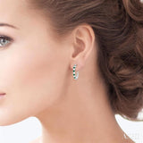 2.4 MM Round Shape Emerald and 5/8 Ctw Round Cut Diamond Precious Hoop Earrings in 14K White Gold