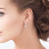 Oval Shape East-West Diamond Fashion Hoop Earrings