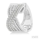 1/3 Ctw Petite Wide Criss Cross Rope and Round Cut Diamond Fashion Huggies in 14K White Gold
