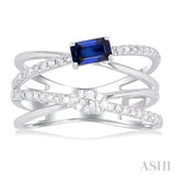 Criss Cross Gemstone & Lovebright Diamond Fashion Ring