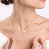 1/4 Ctw Lovebright Heart Shape Round Cut Diamond Paperclip Necklace in 14K Yellow & White Gold