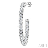1 Ctw French Pave Set Round Cut Diamond Fashion Half Hoop Earrings in 14K White Gold