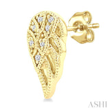 1/20 Ctw Petite Angel Wings Round Cut Diamond Fashion Stud Earrings in 10K Yellow Gold