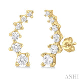 1/2 Ctw Round Cut Diamond Petite Fashion Climbers in 14K Yellow Gold