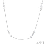 Three Stone Diamond Station Necklace