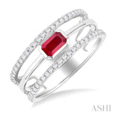 East-West Gemstone & Diamond Ring