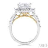 Cushion Shape Semi-Mount Halo Diamond Engagement Ring