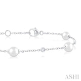 Pearl & Diamond Station Chain Bracelet