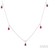 Pear Shape Gemstone & Diamond Station Necklace