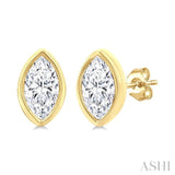 1/5 Ctw Petite Bezel Set Marquise Cut Diamond Fashion Stud Earrings in 10K Yellow Gold