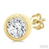 1/5 Ctw Petite Bezel Set Round Cut Diamond Fashion Stud Earrings in 10K Yellow Gold
