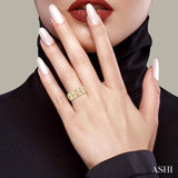 5/8 Ctw Clover Motif Round Cut Diamond Wide Fashion Band in 14K Yellow Gold