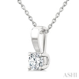 1/5 Ctw Prong Set Round Cut Diamond Solitaire Pendant With Chain in 14K White Gold