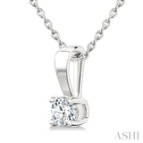 1/6 Ctw Prong Set Round Cut Diamond Solitaire Pendant With Chain in 14K White Gold