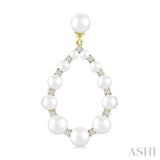 2 MM-4.5 MM Drop Tear Round Shape Cultured Pearls and 1/4 Ctw Round Cut Diamond Fashion Earrings in 14K Yellow Gold