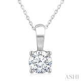 3/4 Ctw Prong Set Round Cut Diamond Solitaire Pendant With Chain in 14K White Gold