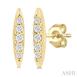 1/10 Ctw Petite Boat Shape Round Cut Diamond Fashion Stud Earrings in 10K Yellow Gold