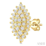 1/5 Ctw Petite Marquise Shape Round Cut Diamond Cluster Fashion Stud Earrings in 10K Yellow Gold