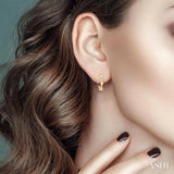 1/8 Ctw Petite Bamboo Shoot Inspired Round Cut Diamond Fashion Half Hoop Earrings in 10K Yellow Gold
