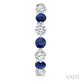 2.85 MM Round Cut Sapphire and 1 Ctw Round Cut Diamond Precious Inside-Out Alternating Hoop Earrings in 14K White Gold