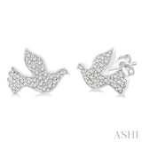 1/6 Ctw Petite Dove Round Cut Diamond Fashion Stud Earrings in 10K White Gold