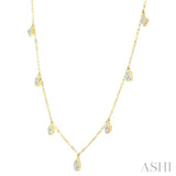 1 1/5 Ctw Bezel Set Mixed Diamond Cut Station Necklace in 14K Yellow Gold