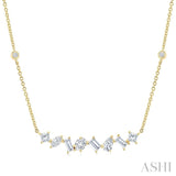1 Ctw Mixed Diamond Cut Fashion Station Necklace in 14K Yellow Gold