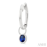 5x3 MM Bezel Set Oval Cut Sapphire Precious Fashion Huggie Earrings in 14K White Gold