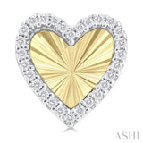 1/5 Ctw Fluted Texture Heart Shape Round Cut Diamond Pirouette Fashion Stud Earrings in 10K Yellow and White Gold