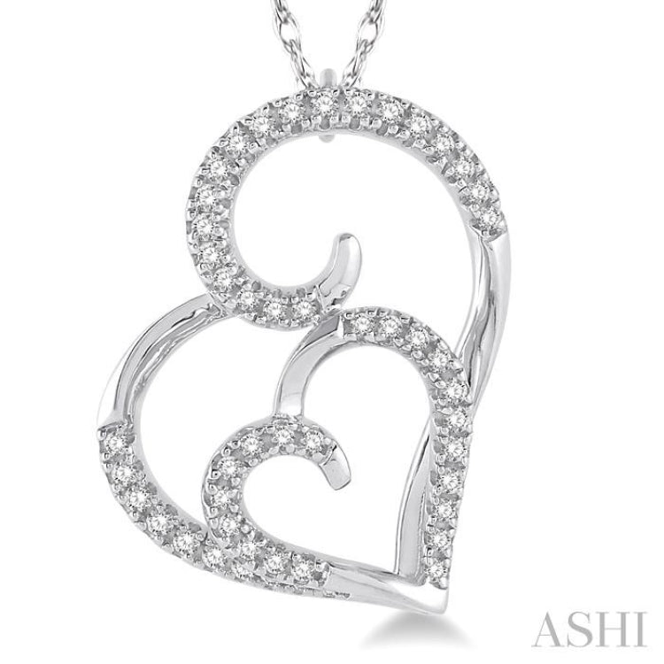 Double Heart Shape Diamond Pendant